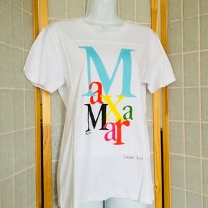 Max Mara Humor Women T Shirt Sz M Front Logo NWOT
